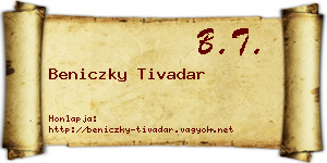 Beniczky Tivadar névjegykártya